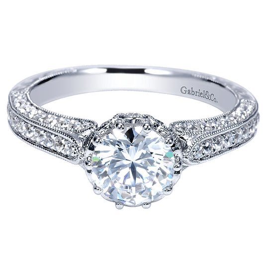 Engagement Ring 14k White Gold Diamond Straight