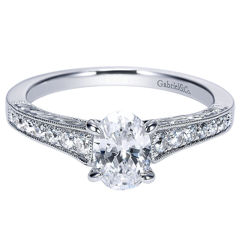 Engagement Ring 14k White Gold Diamond Straight