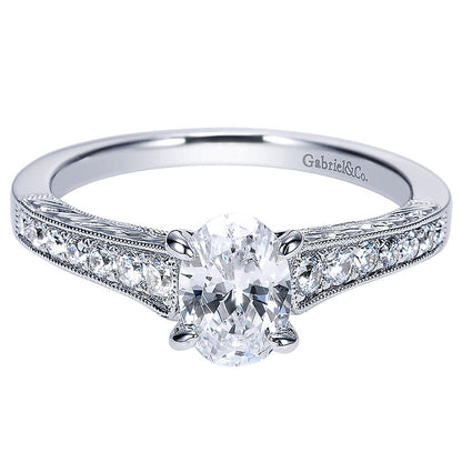Engagement Ring 14k White Gold Diamond Straight