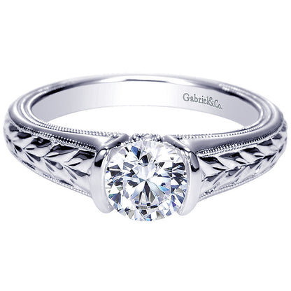 Engagement Ring 14k White Gold Diamond Straight