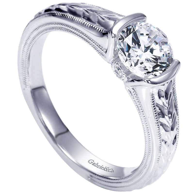 Engagement Ring 14k White Gold Diamond Straight