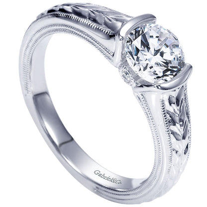 Engagement Ring 14k White Gold Diamond Straight
