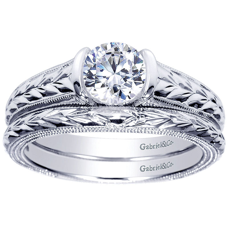 Engagement Ring 14k White Gold Diamond Straight