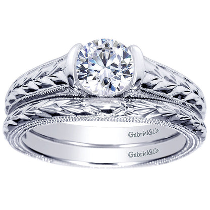 Engagement Ring 14k White Gold Diamond Straight