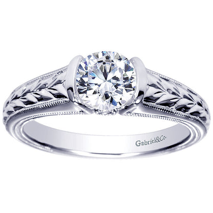 Engagement Ring 14k White Gold Diamond Straight