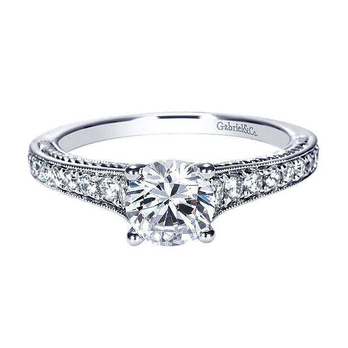 14k White Gold Diamond Straight Engagement Ring ER8827W44JJ