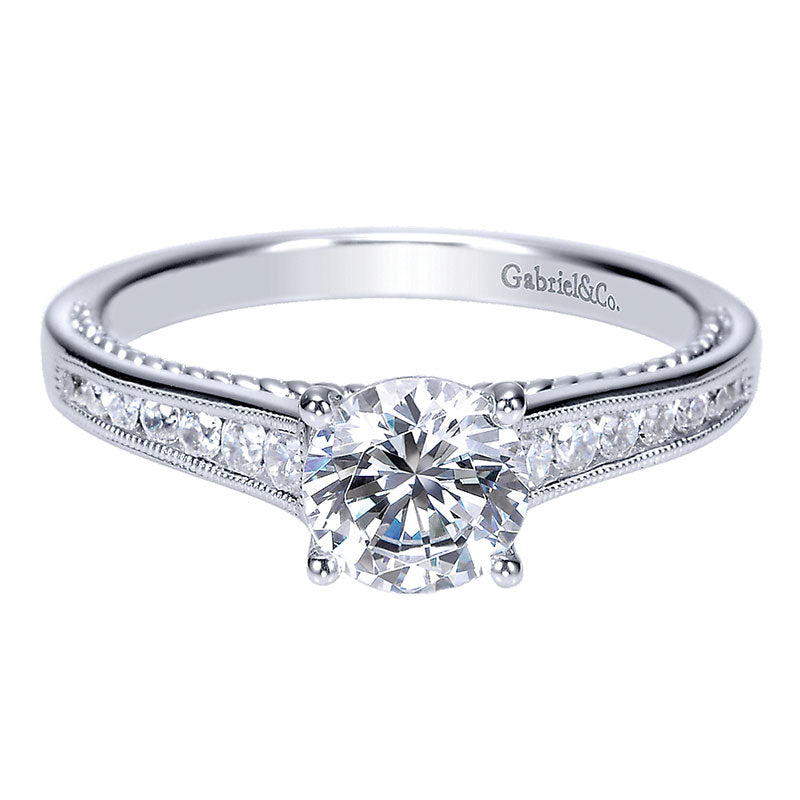 Engagement Ring 14k White Gold Diamond Straight