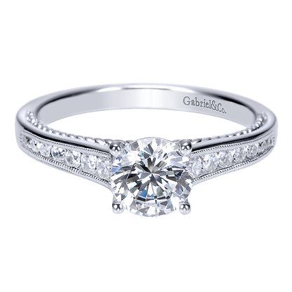 Engagement Ring 14k White Gold Diamond Straight