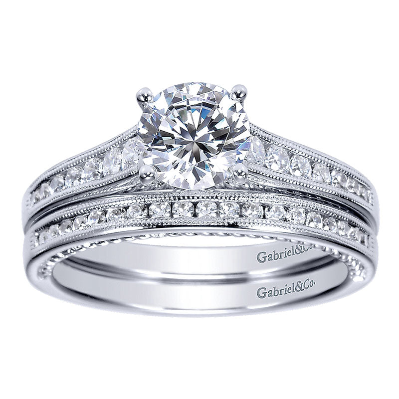 Engagement Ring 14k White Gold Diamond Straight