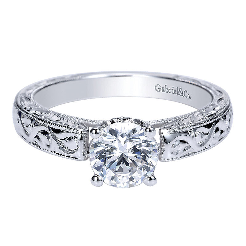 Engagement Ring 14k White Gold Diamond Straight