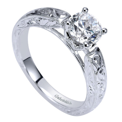 Engagement Ring 14k White Gold Diamond Straight