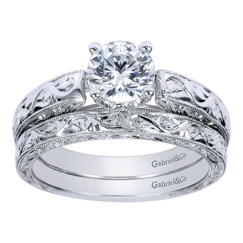 Engagement Ring 14k White Gold Diamond Straight