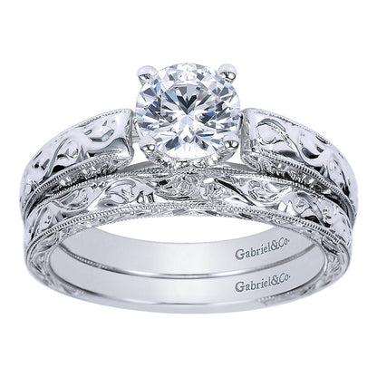Engagement Ring 14k White Gold Diamond Straight