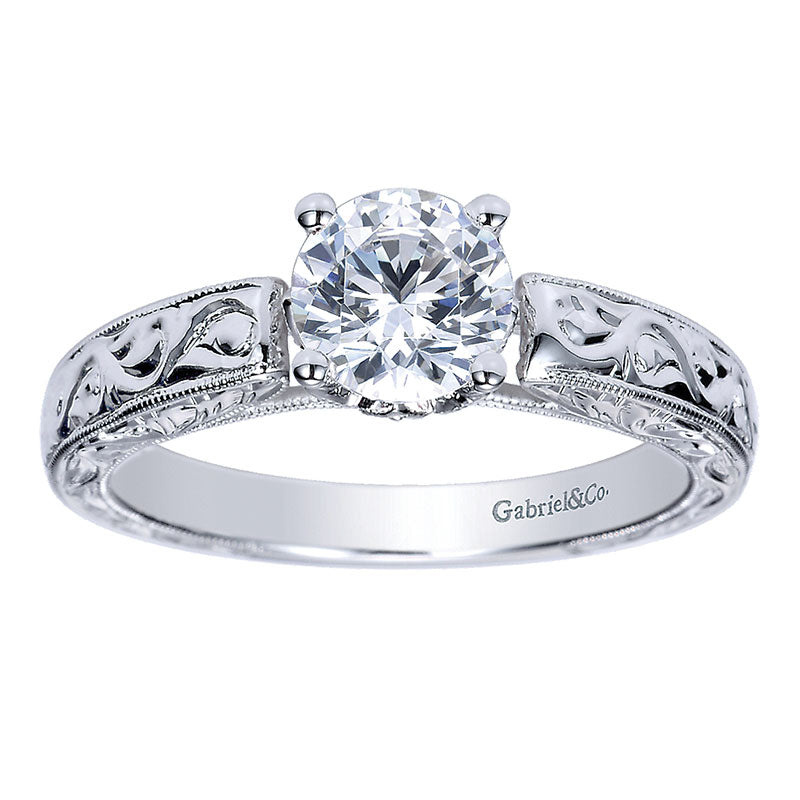 Engagement Ring 14k White Gold Diamond Straight