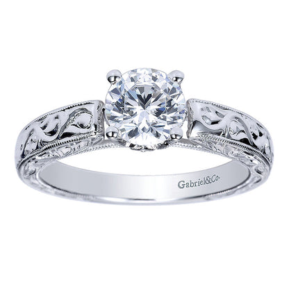 Engagement Ring 14k White Gold Diamond Straight