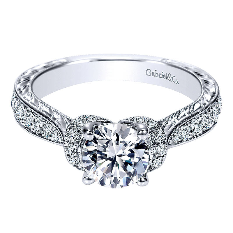 Engagement Ring 14k White Gold Diamond Straight