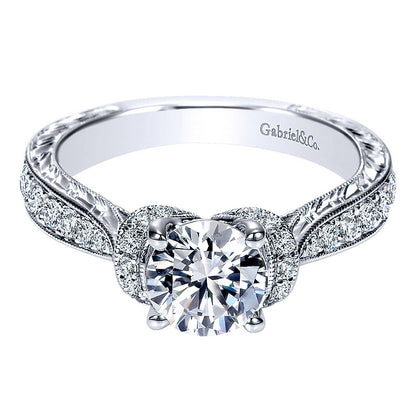 Engagement Ring 14k White Gold Diamond Straight