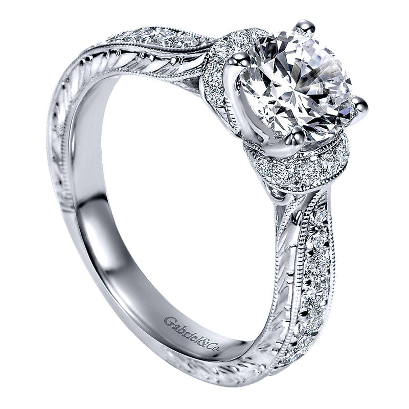Engagement Ring 14k White Gold Diamond Straight
