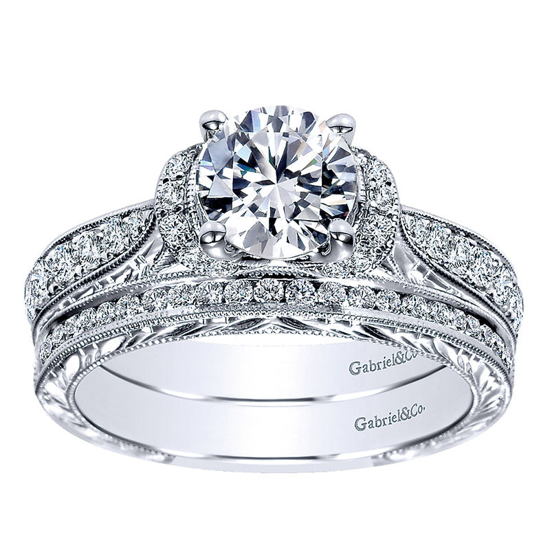 Engagement Ring 14k White Gold Diamond Straight