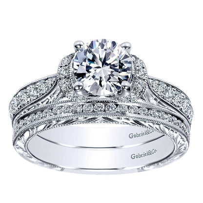 Engagement Ring 14k White Gold Diamond Straight