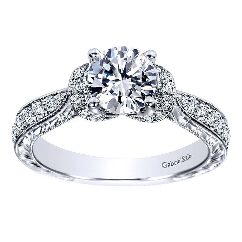 Engagement Ring 14k White Gold Diamond Straight