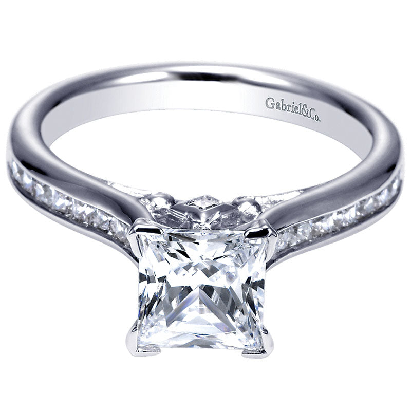 Engagement Ring 14k White Gold Diamond Straight