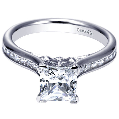 Engagement Ring 14k White Gold Diamond Straight