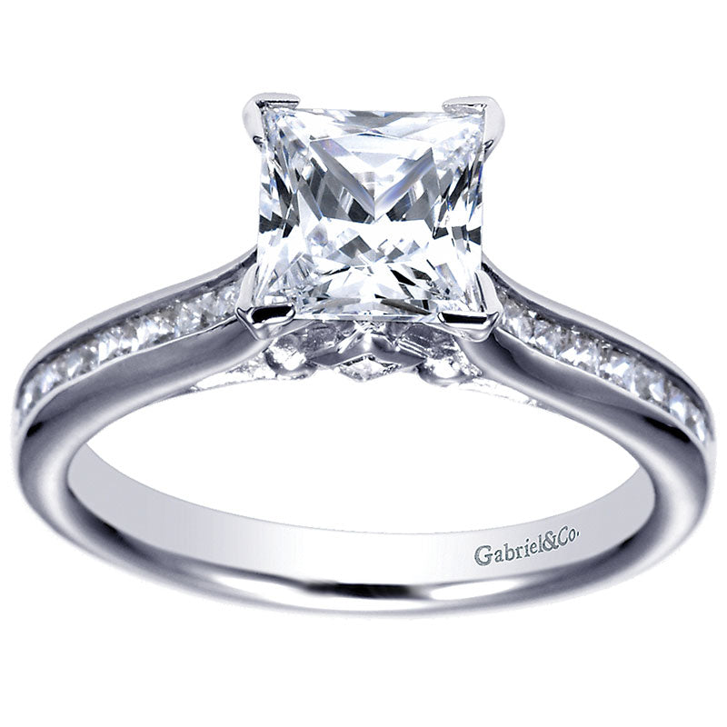 Engagement Ring 14k White Gold Diamond Straight