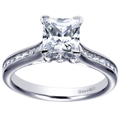 Engagement Ring 14k White Gold Diamond Straight