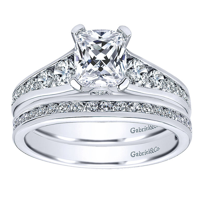 Engagement Ring 14k White Gold Diamond Straight