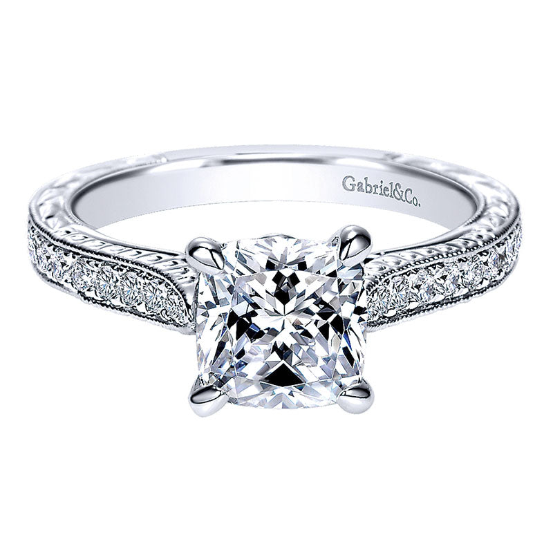 Engagement Ring 14k White Gold Diamond Straight