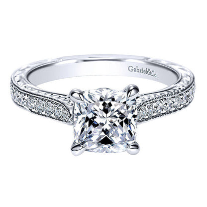 Engagement Ring 14k White Gold Diamond Straight