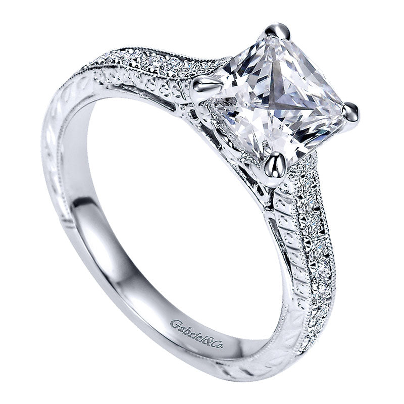 Engagement Ring 14k White Gold Diamond Straight