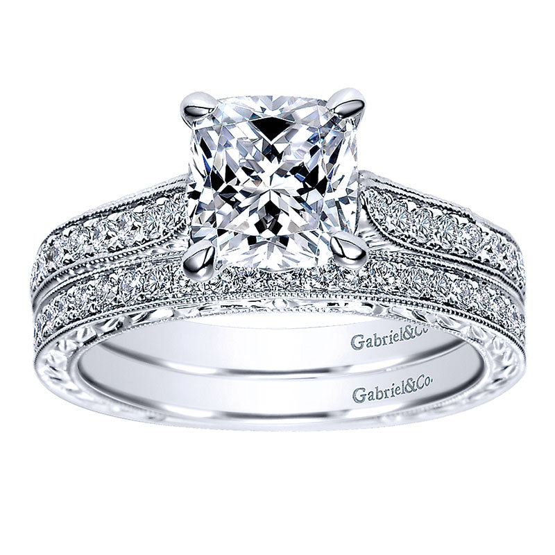 Engagement Ring 14k White Gold Diamond Straight