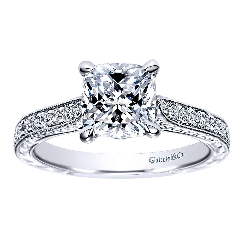 Engagement Ring 14k White Gold Diamond Straight