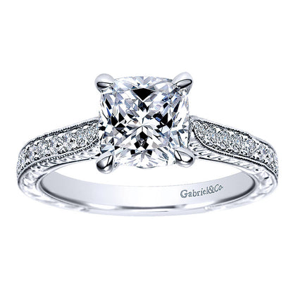 Engagement Ring 14k White Gold Diamond Straight