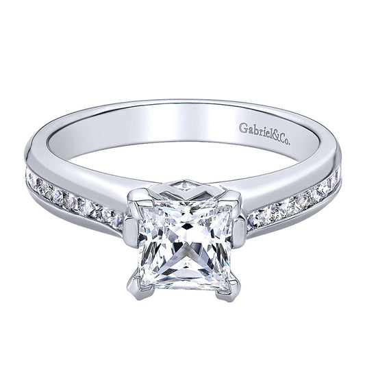 Engagement Ring 14k White Gold Diamond Straight