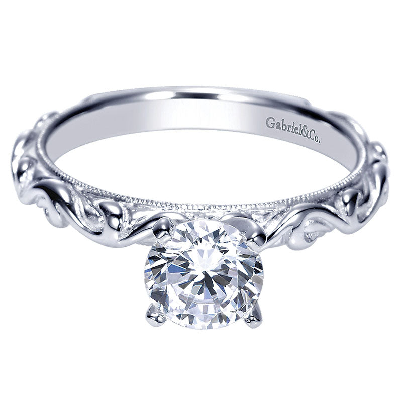 Engagement Ring 14k White Gold Diamond Straight