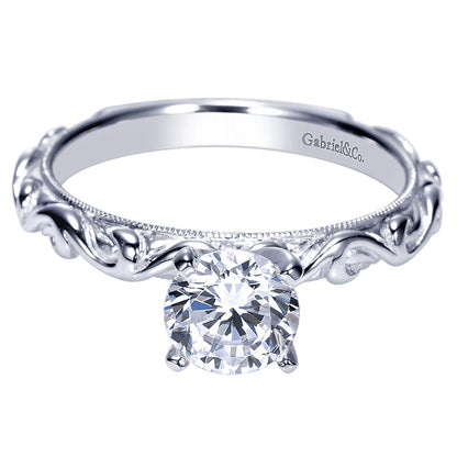 Engagement Ring 14k White Gold Diamond Straight