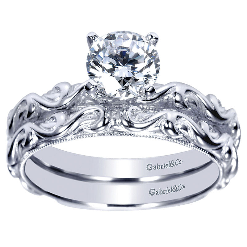 Engagement Ring 14k White Gold Diamond Straight