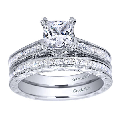 Engagement Ring 14k White Gold Diamond Straight