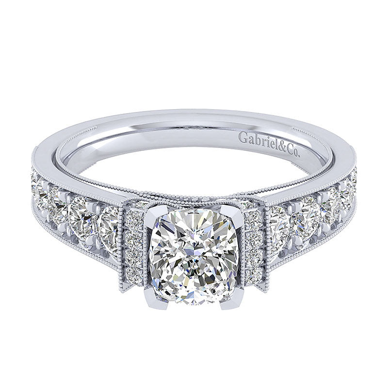 Engagement Ring 14k White Gold Diamond Straight