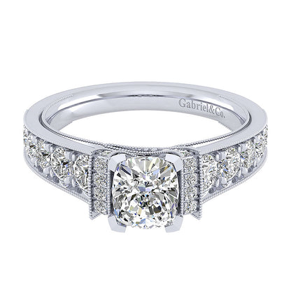Engagement Ring 14k White Gold Diamond Straight