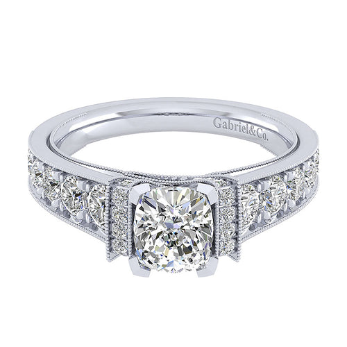 Engagement Ring 14k White Gold Diamond Straight