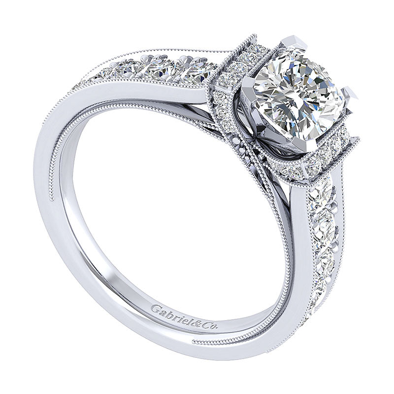 Engagement Ring 14k White Gold Diamond Straight