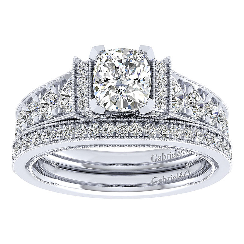 Engagement Ring 14k White Gold Diamond Straight