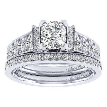 Engagement Ring 14k White Gold Diamond Straight