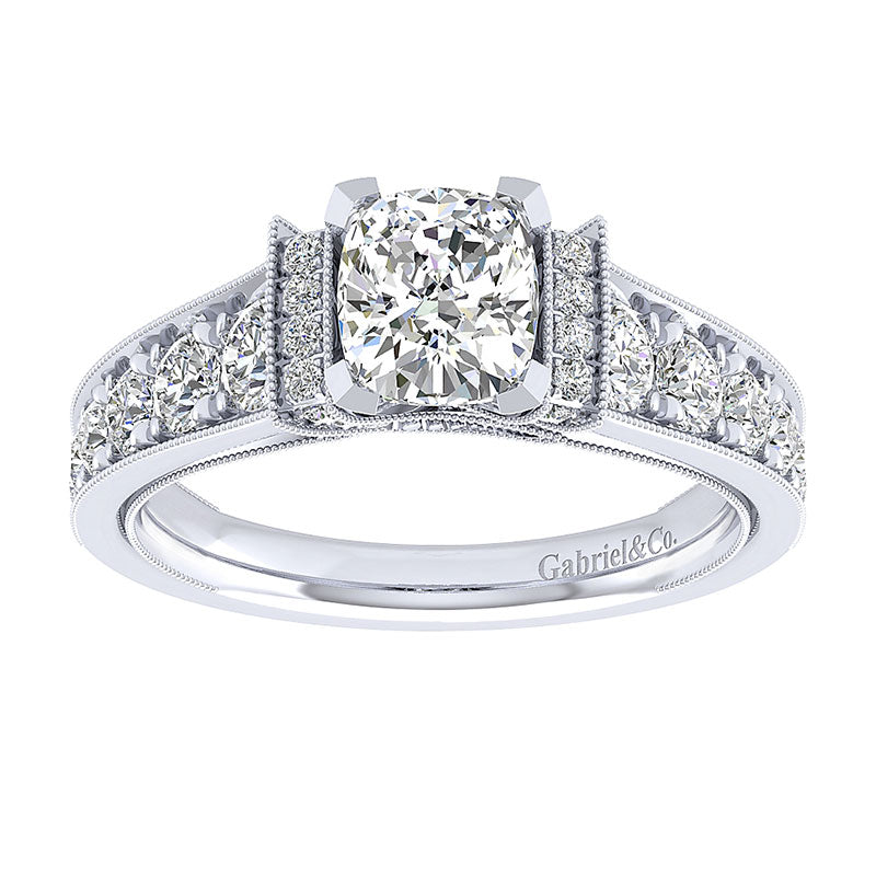 Engagement Ring 14k White Gold Diamond Straight
