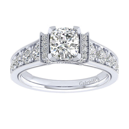 Engagement Ring 14k White Gold Diamond Straight