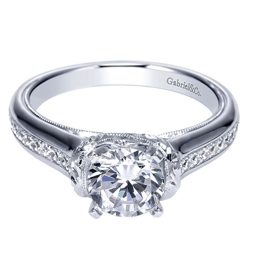 Engagement Ring 14k White Gold Diamond Straight